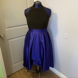 Black & Blue Hi-low Halter Dress